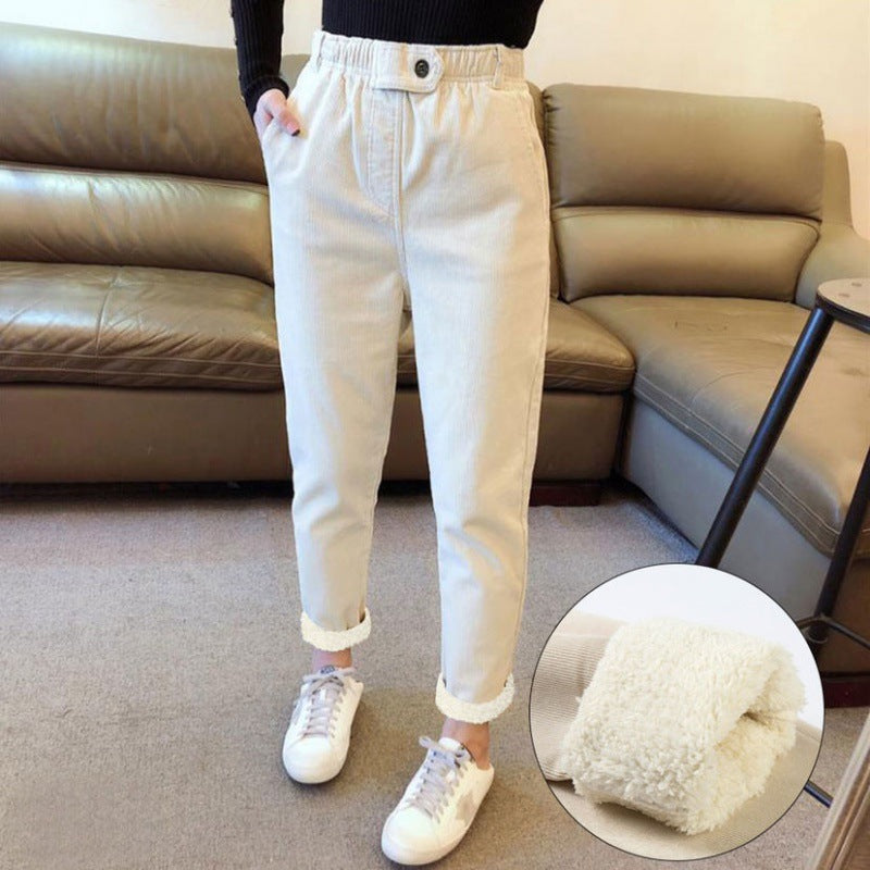 Lamb Wool Corduroy Ladies' Casual Pants