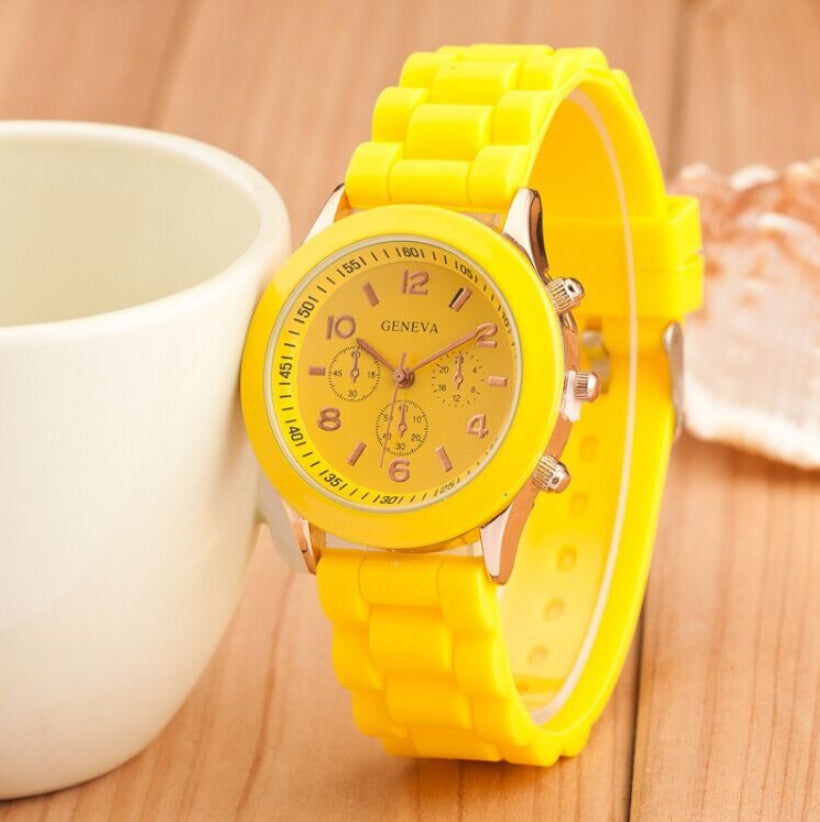Foreign trade explosions Geneva jelly silicone watch GENEVA three-eye digital scale student quartz watch wholesale