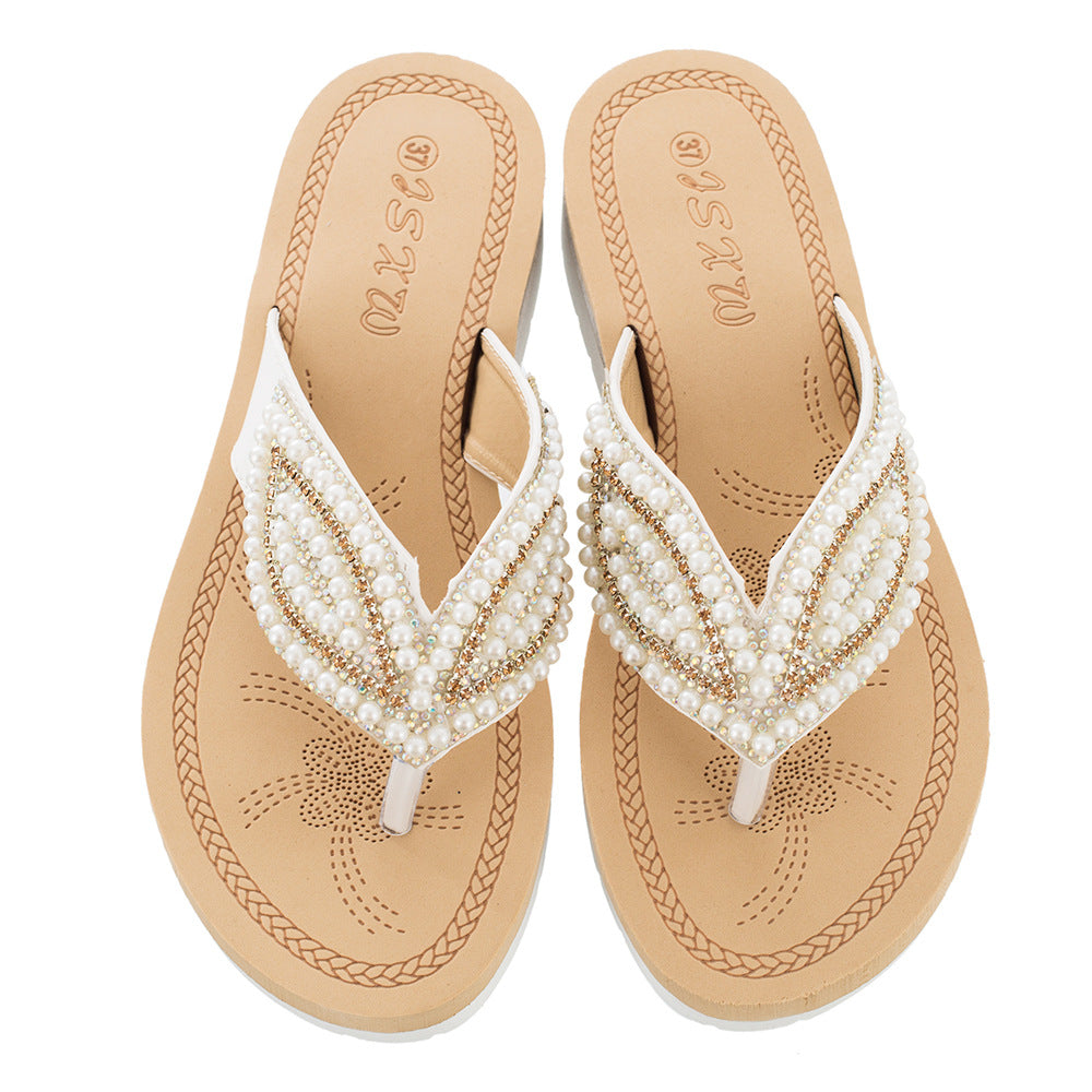 Plus Size Pearl Leaf Accessories Sandals
