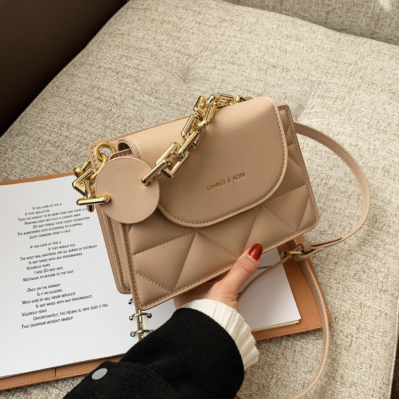Women's Portable Small Square Bag Chain With Lattice Pattern