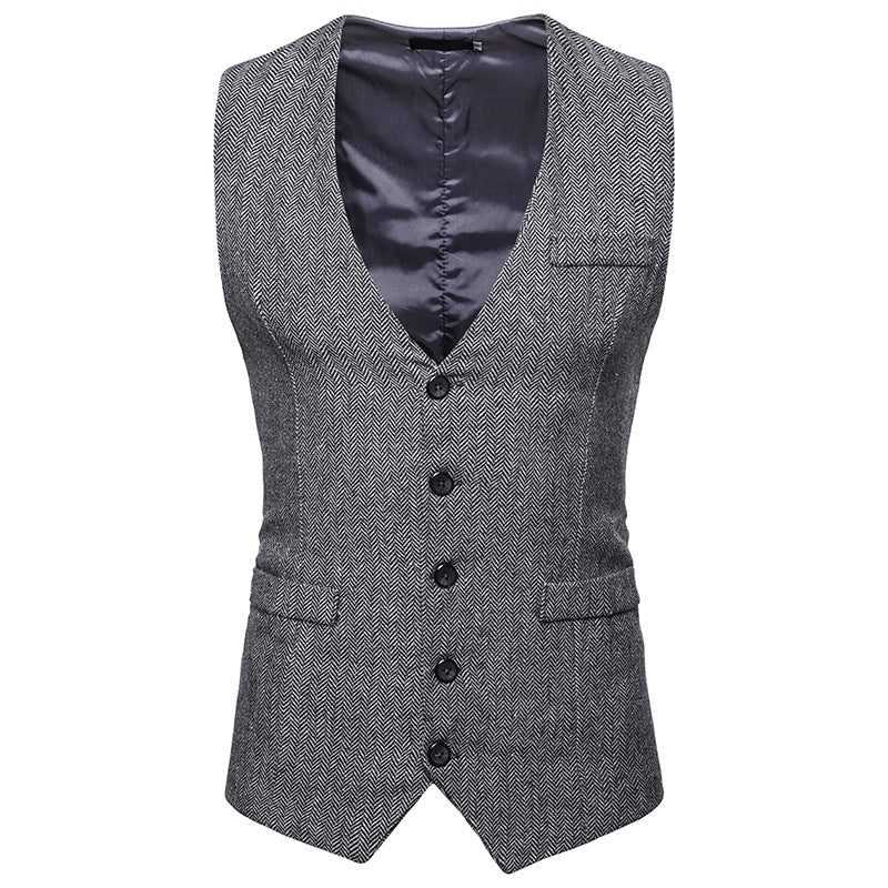 Men's Autumn And Winter Herringbone Single-breasted Vest Men's Suit