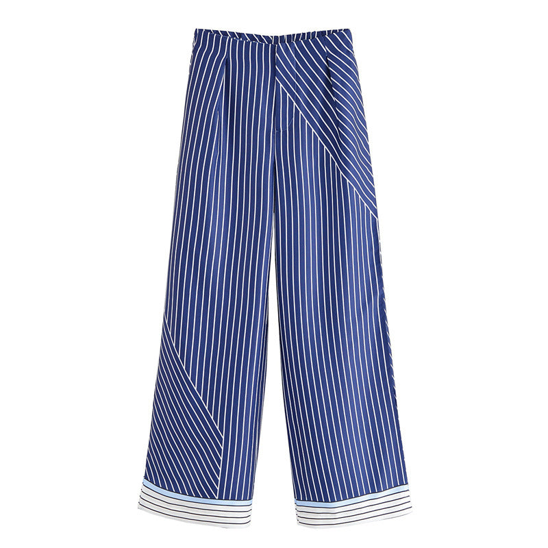 Patchwork Stripes Shirt Casual Pants