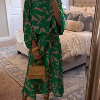 Elegant Sophisticated Womens Printed Short-sleeve Dress