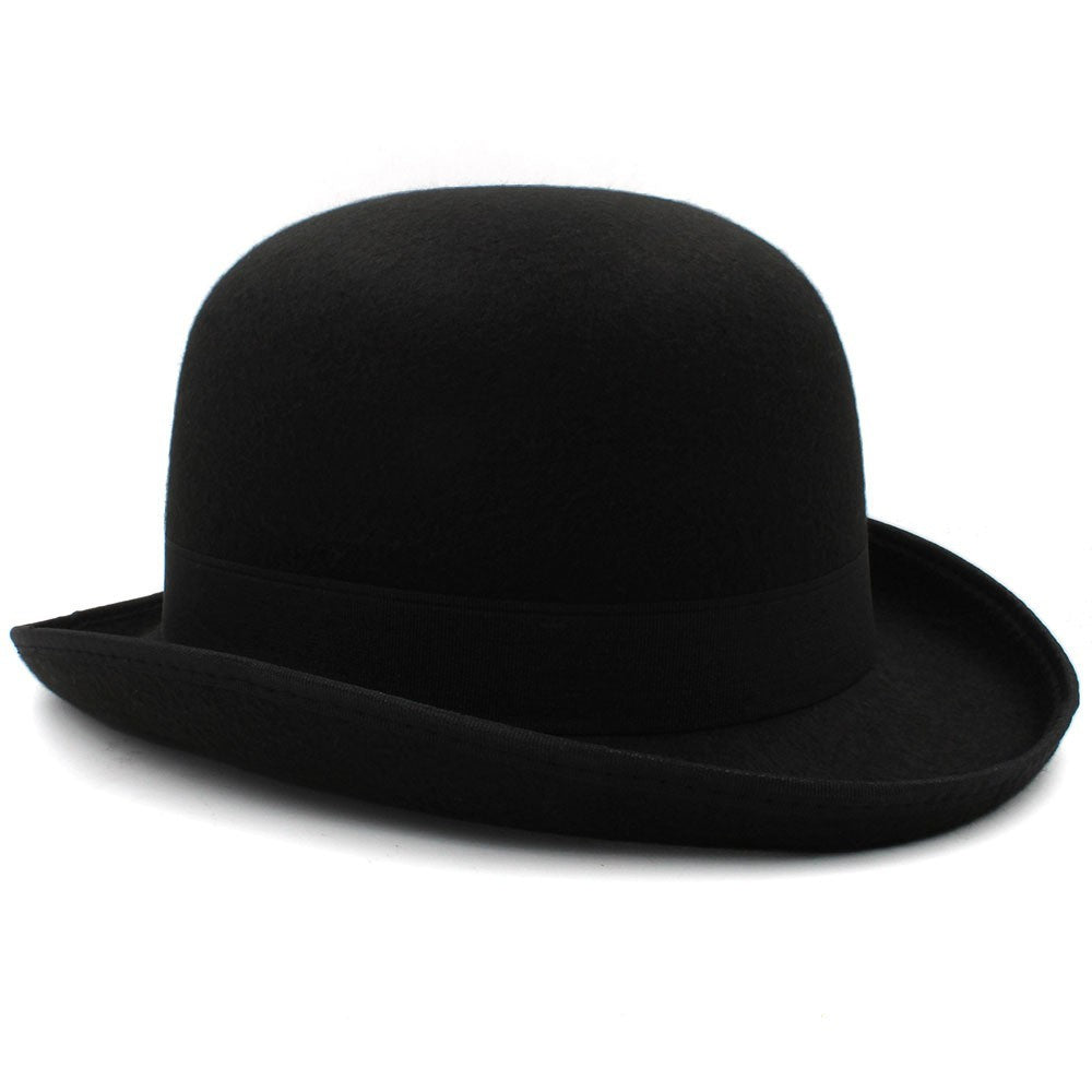 Versatile Round-crown Wool Felt Hat For Men With A Classic British Flair
