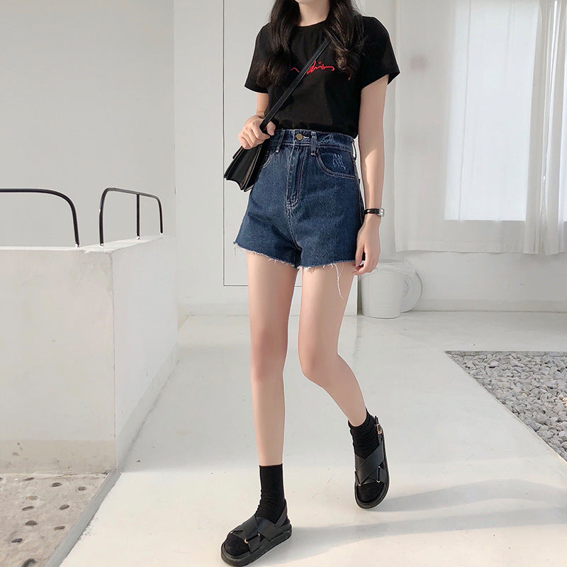 Women's Color Matching Plus Size Fat Mm Denim Shorts