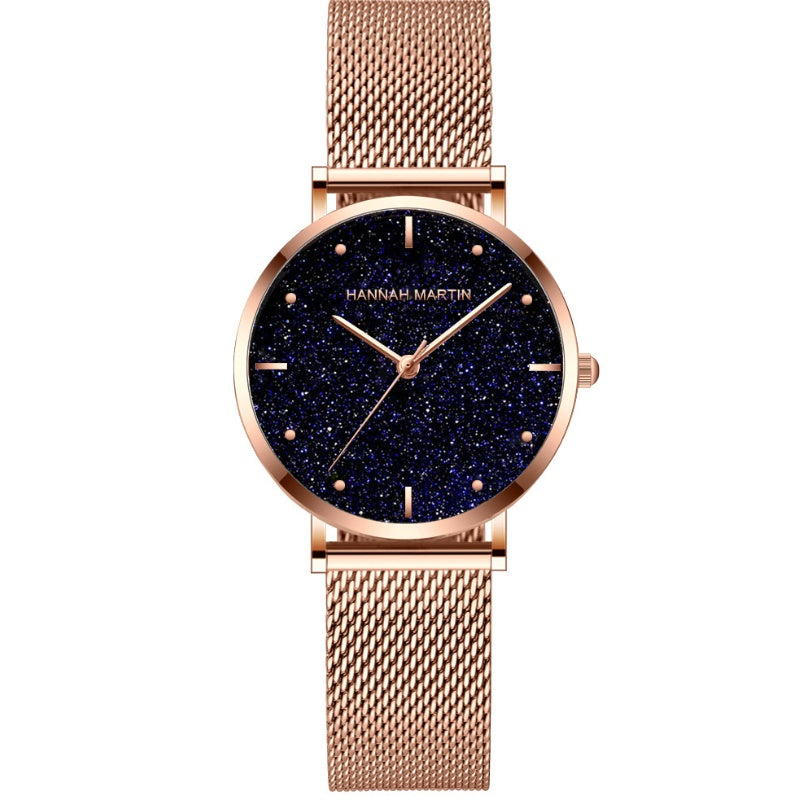 Japanese movement Amazon brand authorized special invoice IP plating quartz watch Ms. waterproof mesh belt watch
