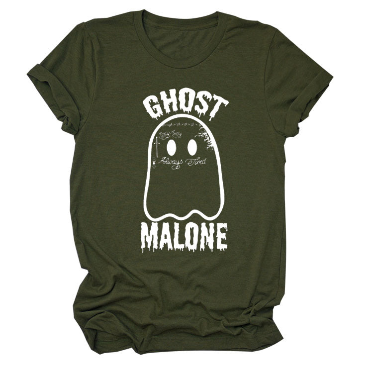 Ghost Round Neck Letter Halloween Loose Short Sleeve T-shirt
