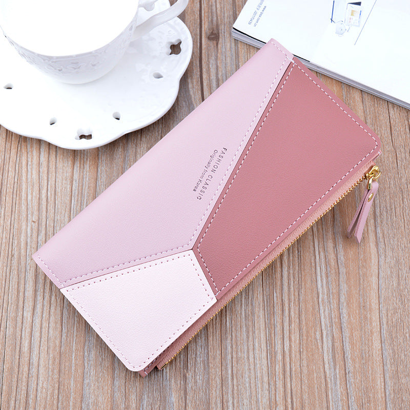 Stitched contrast zip thin wallet