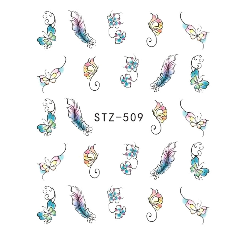 Nail Sticker Butterfly Flower Water Transfer Decal Sliders for Nail Art Decoration Tattoo Manicure Wraps Tools Tip JISTZ508  1pcs
