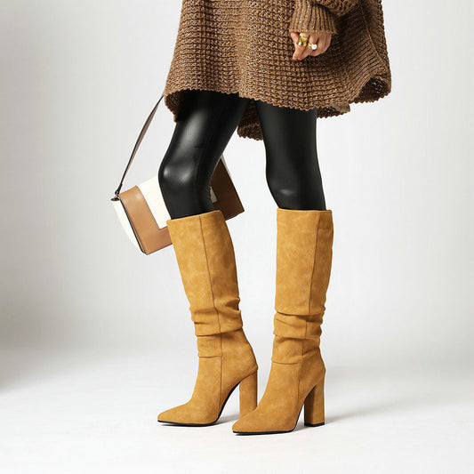 Women's Thick High Heel But Knee Boots Boots Custom Large Size Women's Shoes