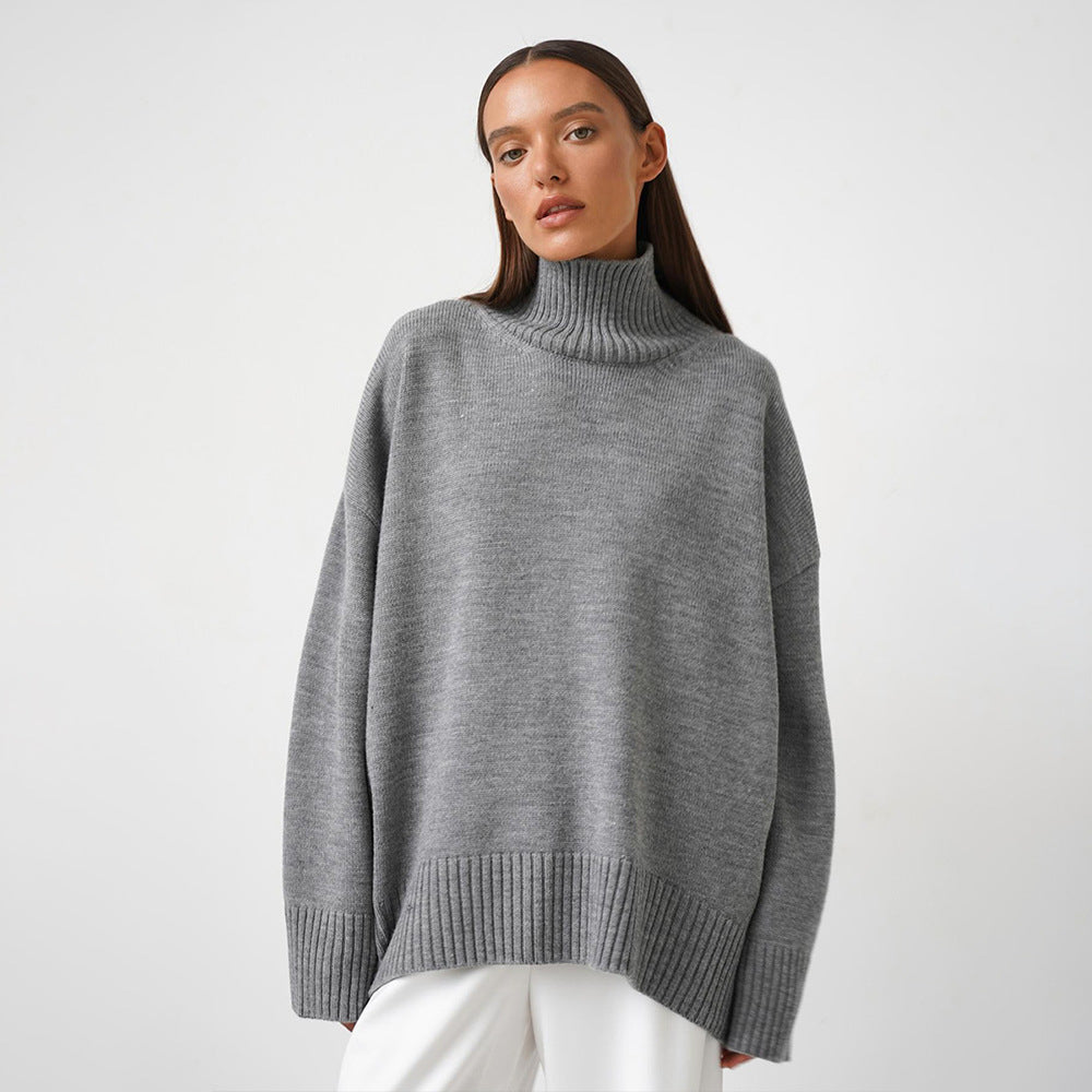 European And American Style Autumn And Winter Solid Color Turtleneck Sweater Loose