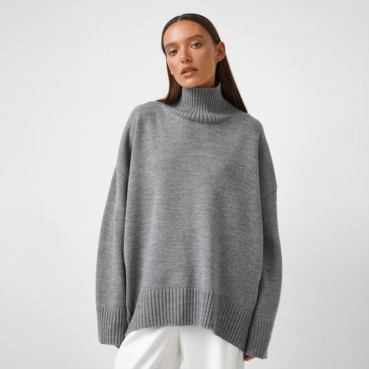 European And American Style Autumn And Winter Solid Color Turtleneck Sweater Loose