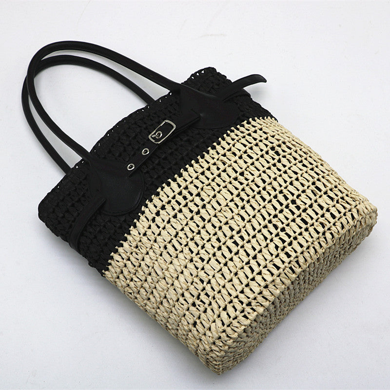 One Shoulder Camel Colored Commuting Woven Bag