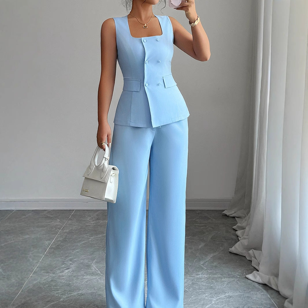 Fashionable And Chic Sleeveless Top With Casual Pants Set For Women