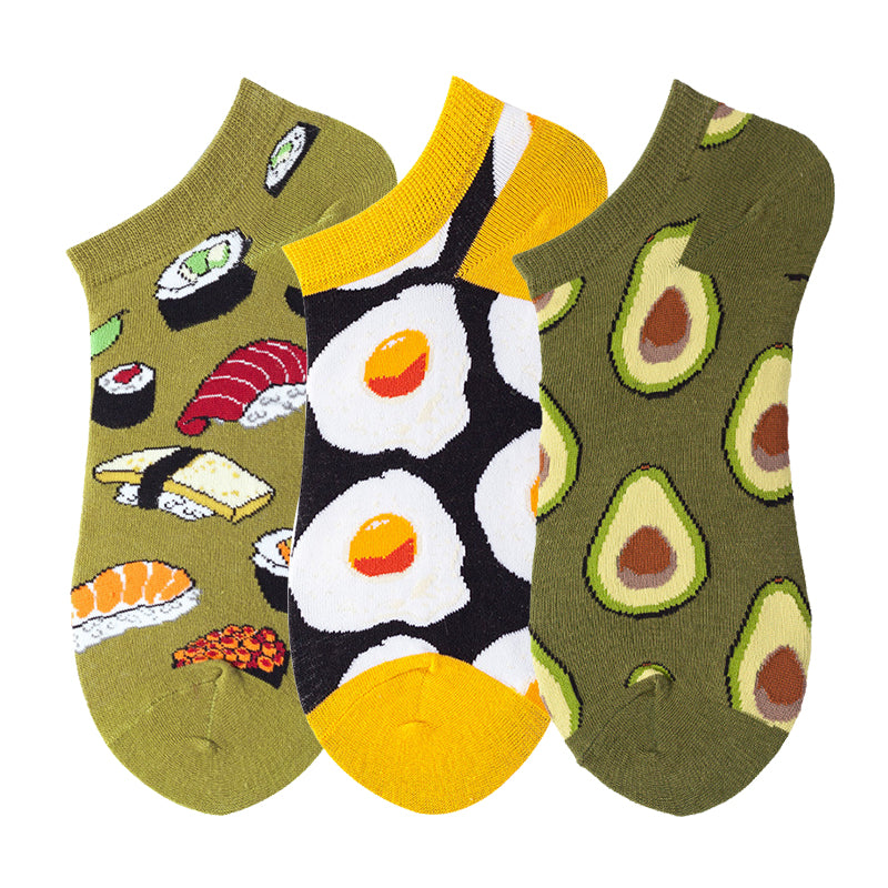 Women's Shallow Mouth Oil Painting Avocado Socks