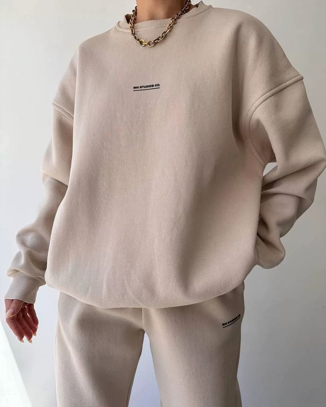 Fashion Casual Round Neck Sweatshirt Pants Set