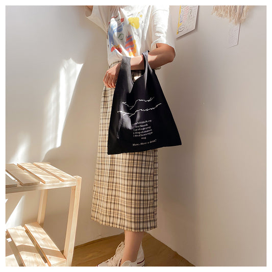Hand carry letter vest bag canvas cotton linen bag