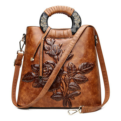 Ethnic style peony crossbody bag