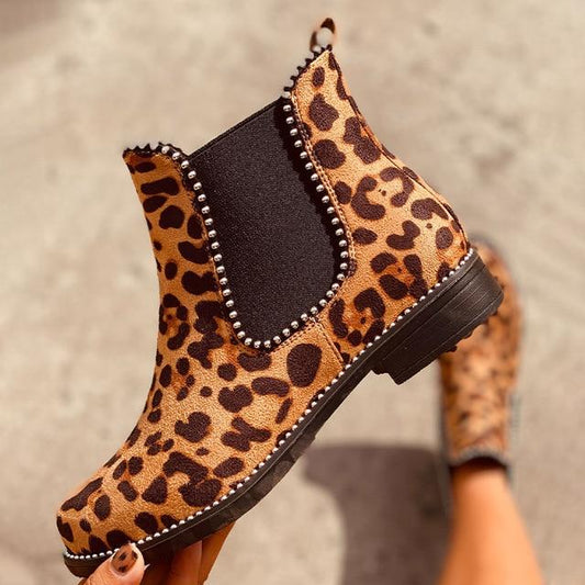 Women's Round Bead Thick Soled Martin Boots
