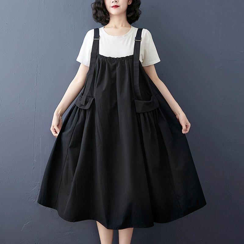 Summer Wear Belly Covering Slimming Fat Sister Western Style Youthful-looking Braces Skirt