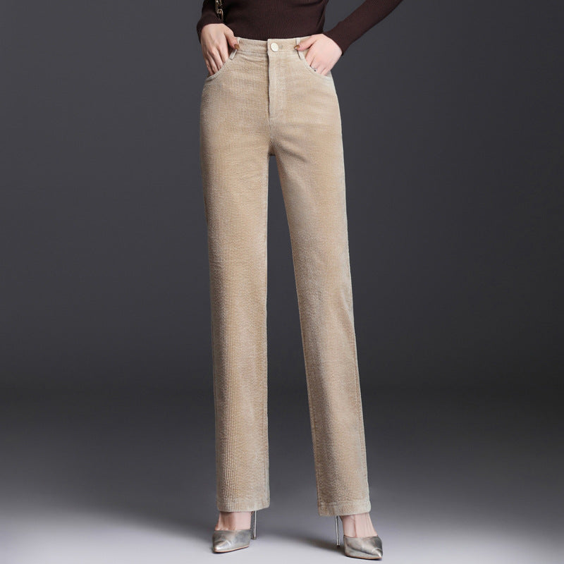 High Waist Straight Corduroy Women's Pants Loose Lamp Wick