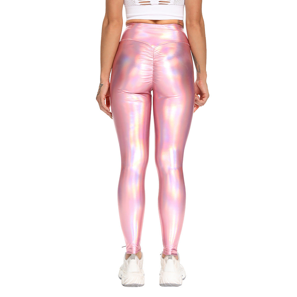 High-rise Hip-lifting Slim-fit Color Leather Stretch Yoga PantsHigh-rise Hip-lifting Slim-fit Color Leather Stretch Yoga Pants