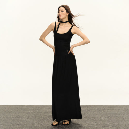 American Retro Design Halter Spaghetti Straps Dress Women