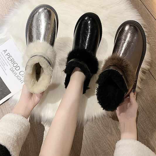 Flat-Bottomed Fashion Plus Velvet Warm Student Cotton Shoes