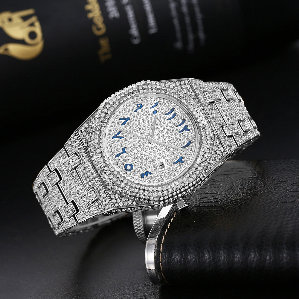 Europæisk Hip Hop Fuld Diamant Arabisk Skala Niche Quartz Herreur