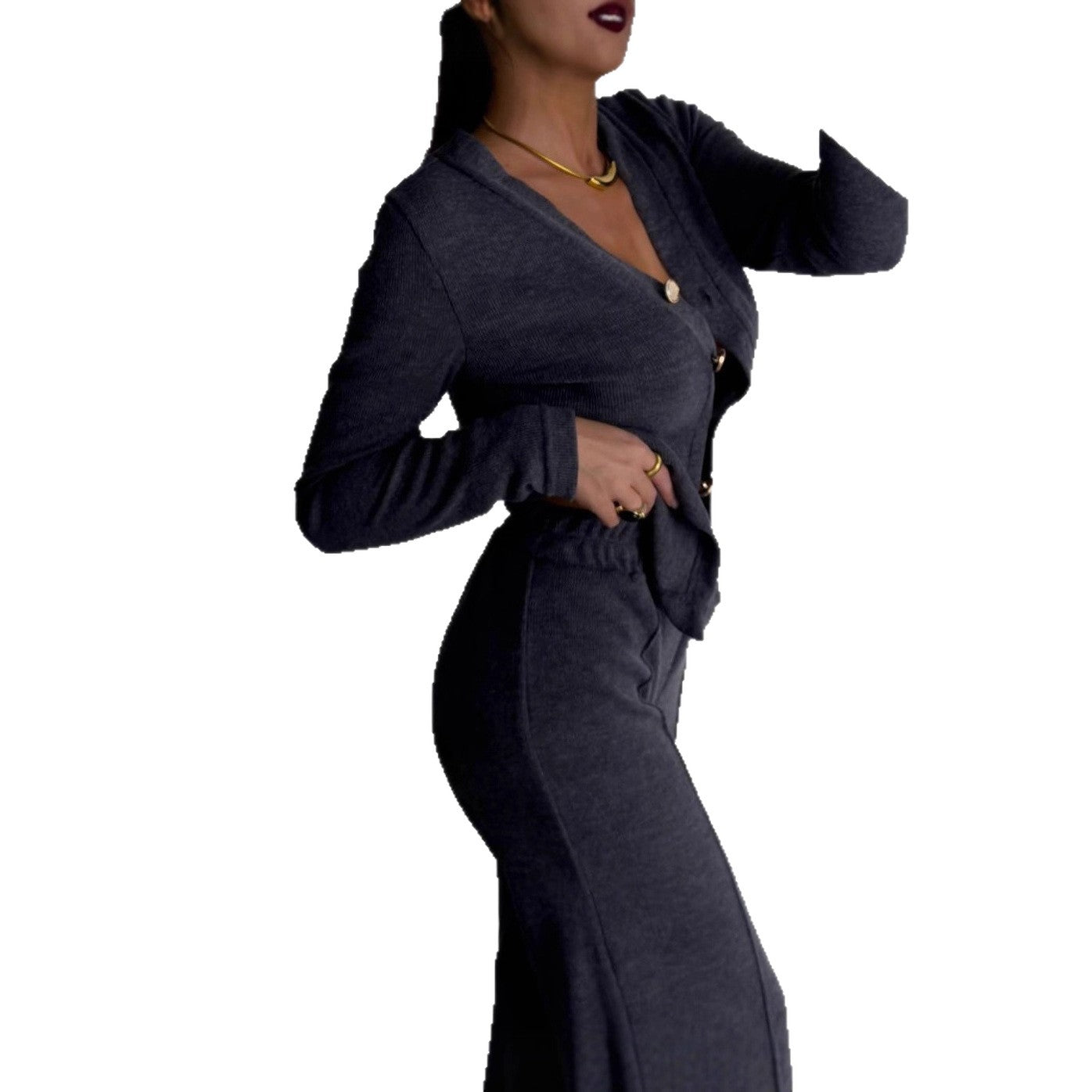 Women's Casual Button-Up Top And Pants Set