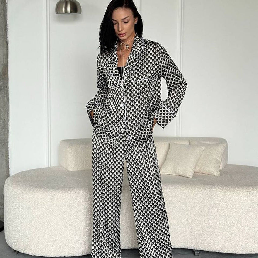 New Silk-look Pajama Set Featuring Long Sleeves And Long Pants