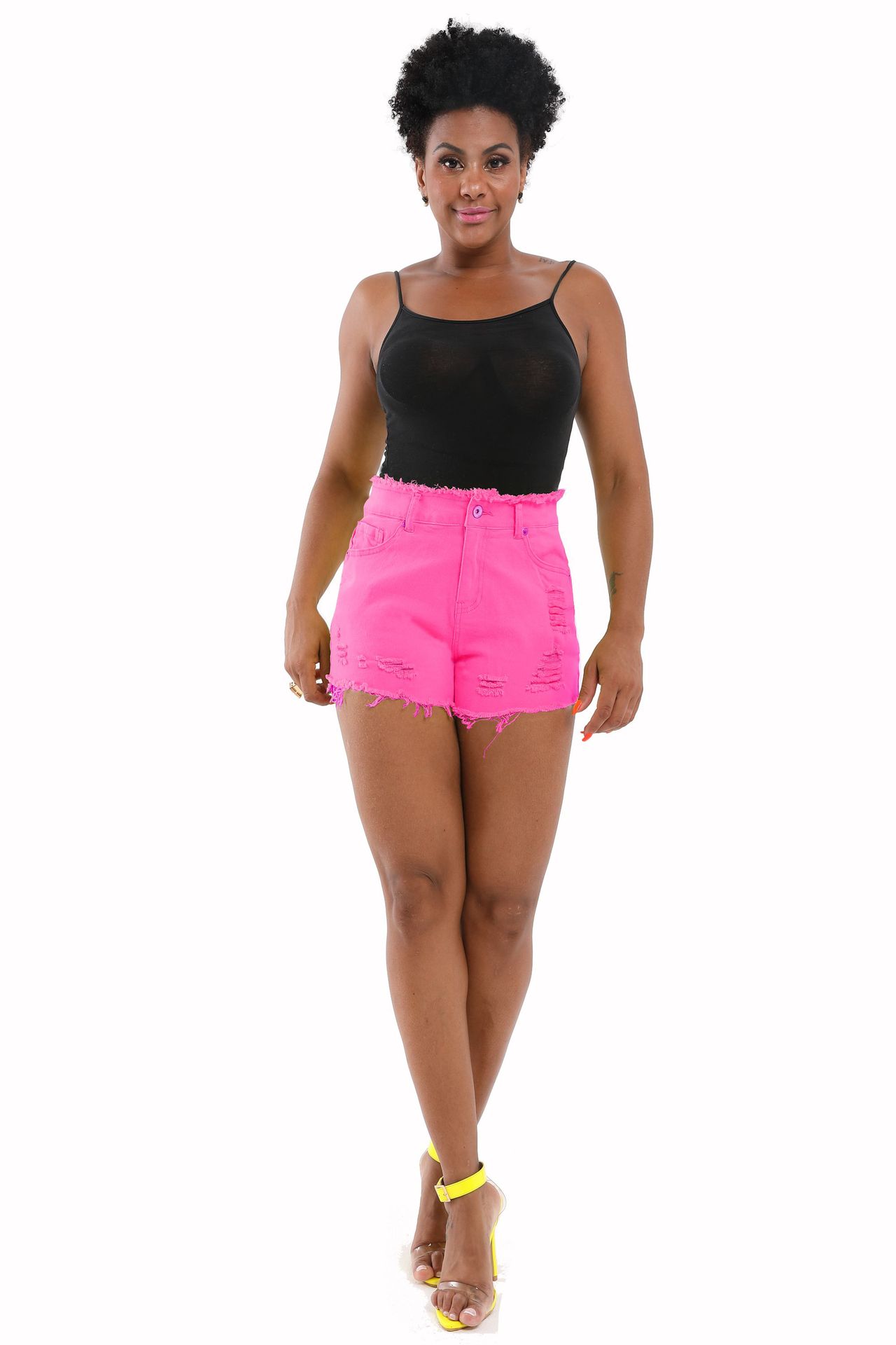 Color Women's Jeans With Tight Hips And Holes