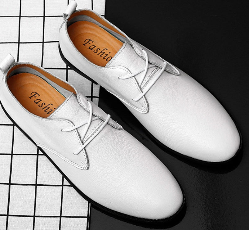 Fashion British Trend Lazy Soft Sole White Casual Leather Shoes