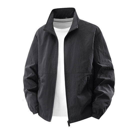 Outdoor Sports Plus Size Men's Casual Jacket Coat Solid Color Stand Collar