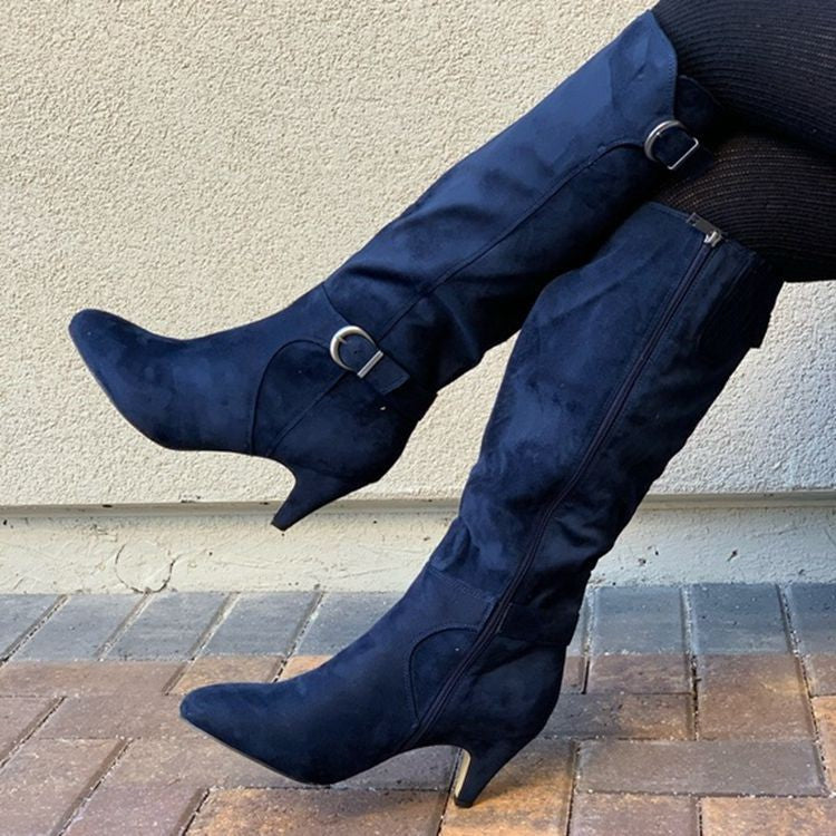 Autumn And Winter New Stiletto High Top Leather Boots