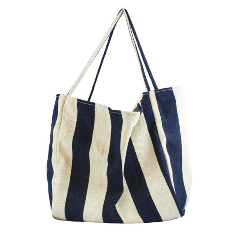 Retro Canvas Large Capacity Women's Fashion Stripe Shoulder Bag