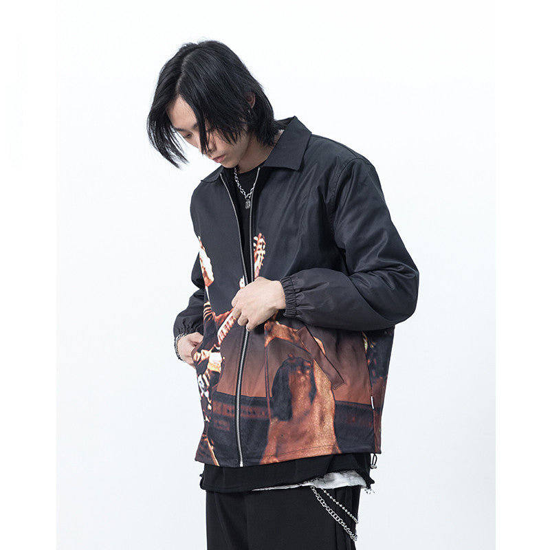 Men and women personality rock band print jacket