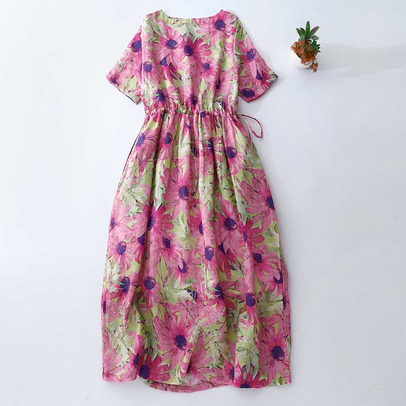 New Summer Ramie Printed Dress