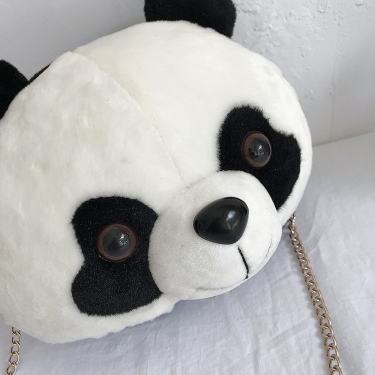 Plush panda shoulder bag