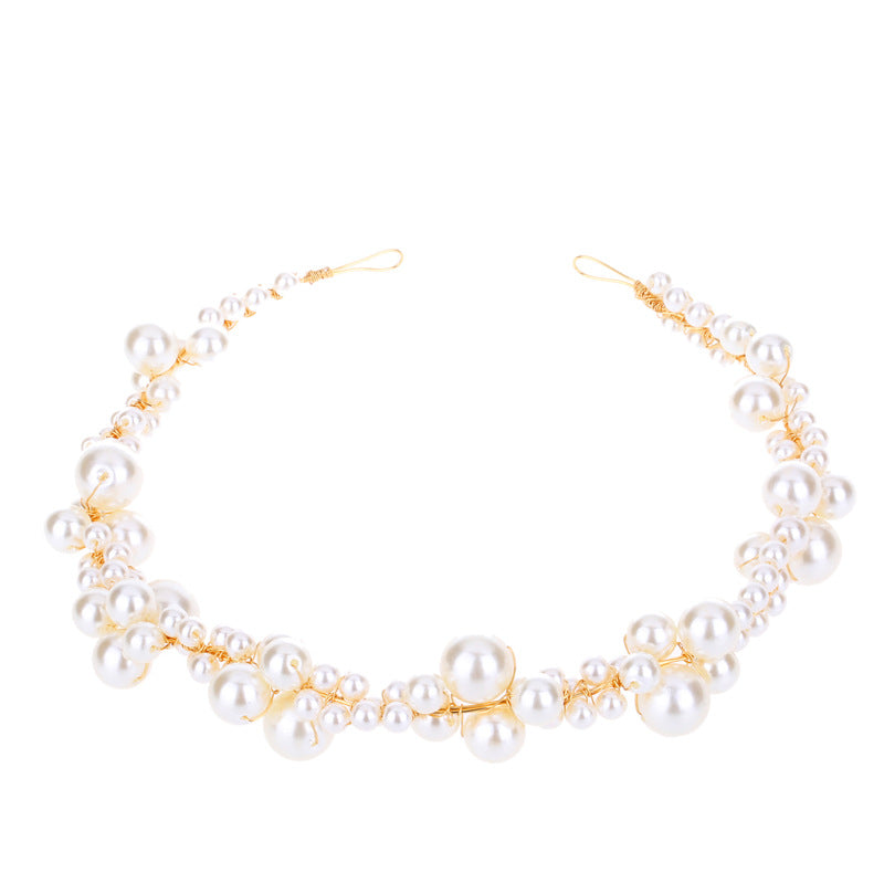 Pearl beaded soft chain headdress