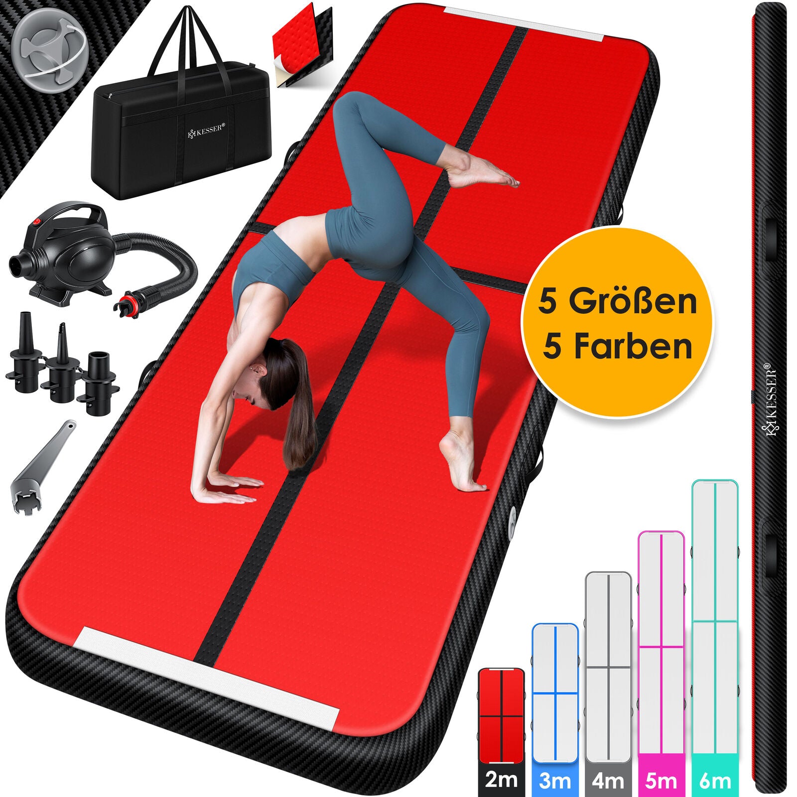 KESSER® Turnmatte Aufblasbar Air Track Matte Tumbling Gymnastikmatte Mit Pumpe