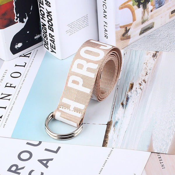 Women's alphabet canvas belt