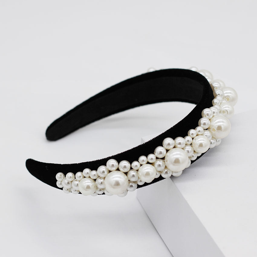 Braided large pearl hair band