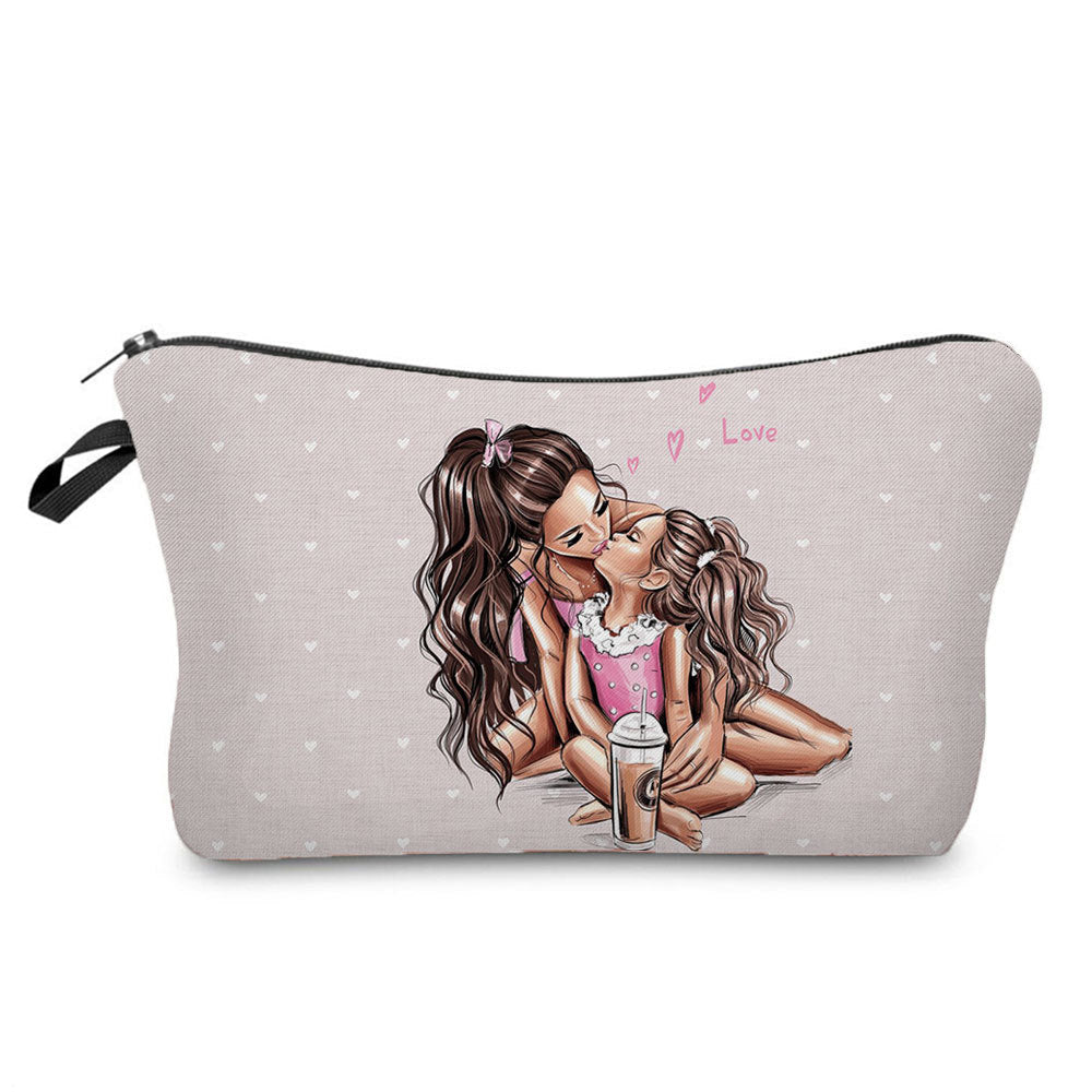 Mother And Daughter Printed Cosmetic Bag Storage And Portable