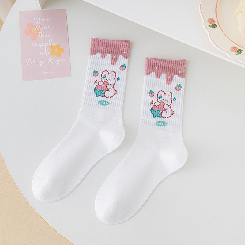 Women's Medium Length Cartoon Jacquard Socks