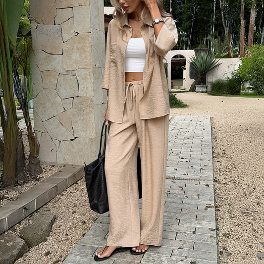 Womens Casual Elegant Loose-fitting Long-sleeve Set