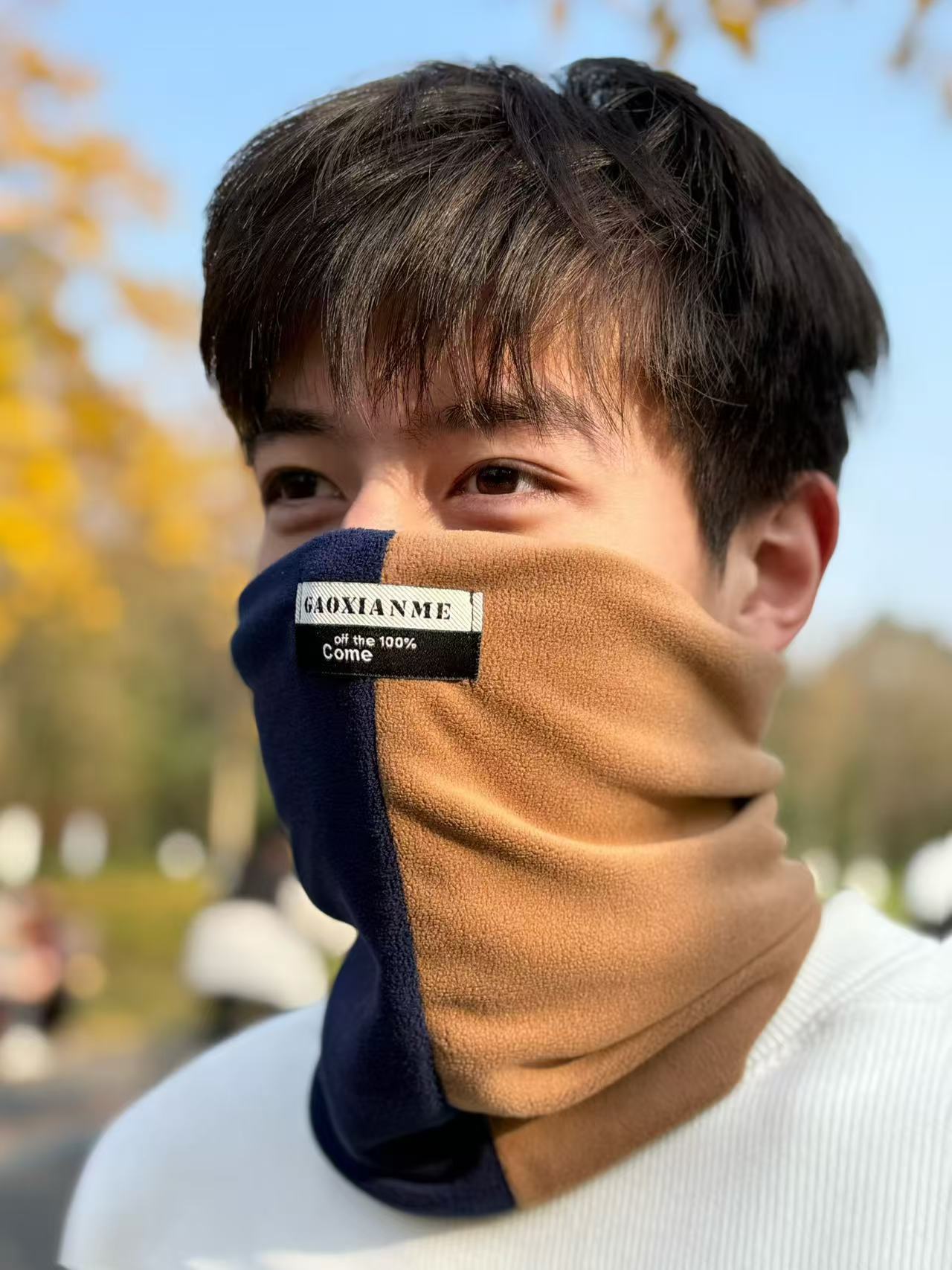 Scarf Winter Warm Men's Riding Cold-proof Scarf Fleece-lined Thick Windproof Mask Female Cervical Support Bandana Fashion