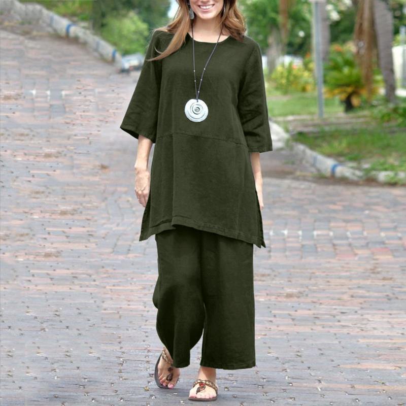 Cotton-linen Casual Long-sleeve Loose Cotton Set