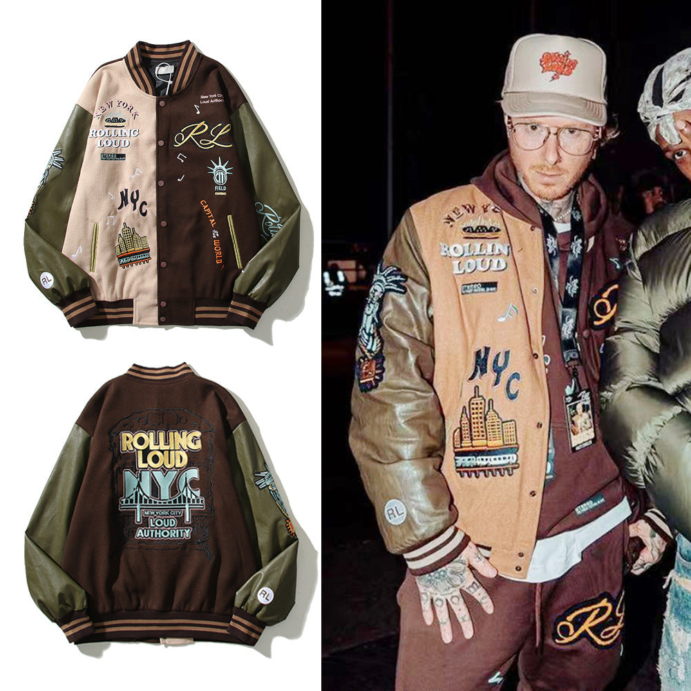 Embroidery Color Patchwork Baseball Suit Men's And Women's Models