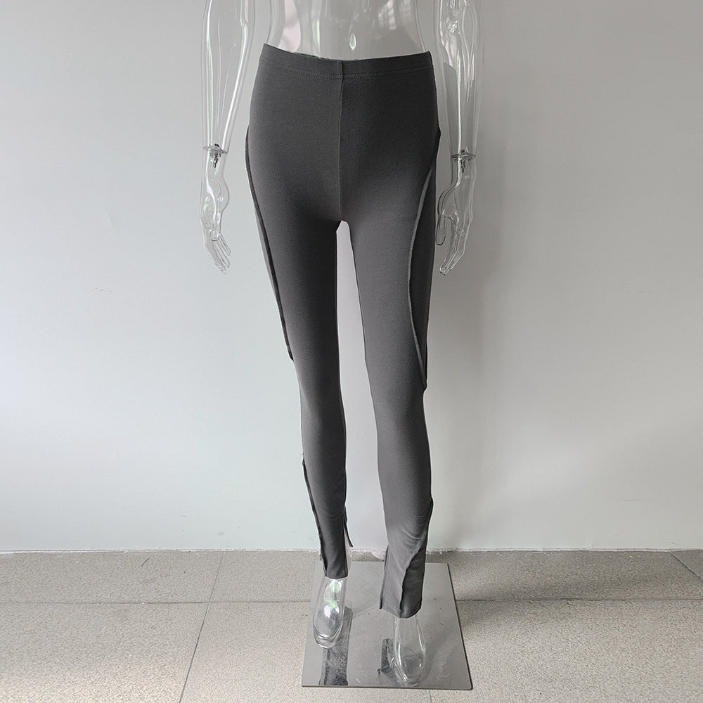 Cross Waist Micro Flare Trousers Outer High Waist Slim Fit Ladies